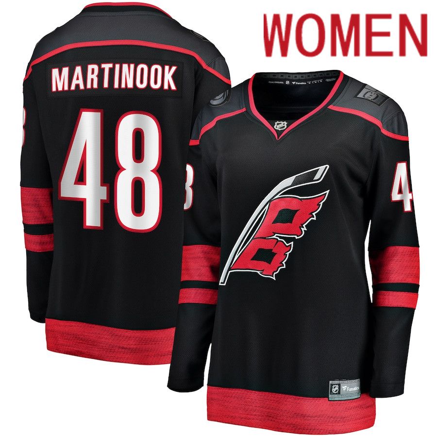 Women Carolina Hurricanes 48 Jordan Martinook Fanatics Branded Black Home Breakaway Player NHL Jersey